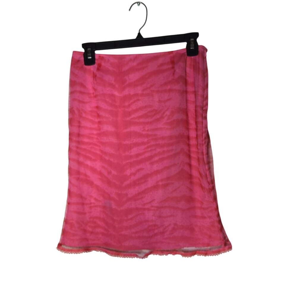 Lots of Love‎ Womens Mesh Animal Print Skirt Size Medium Club Party Groovy Neon